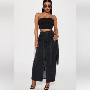 NWT Black Denim Maxi Skirt